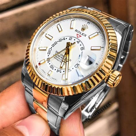 rolex sky dweller two tone white dial|Altro.